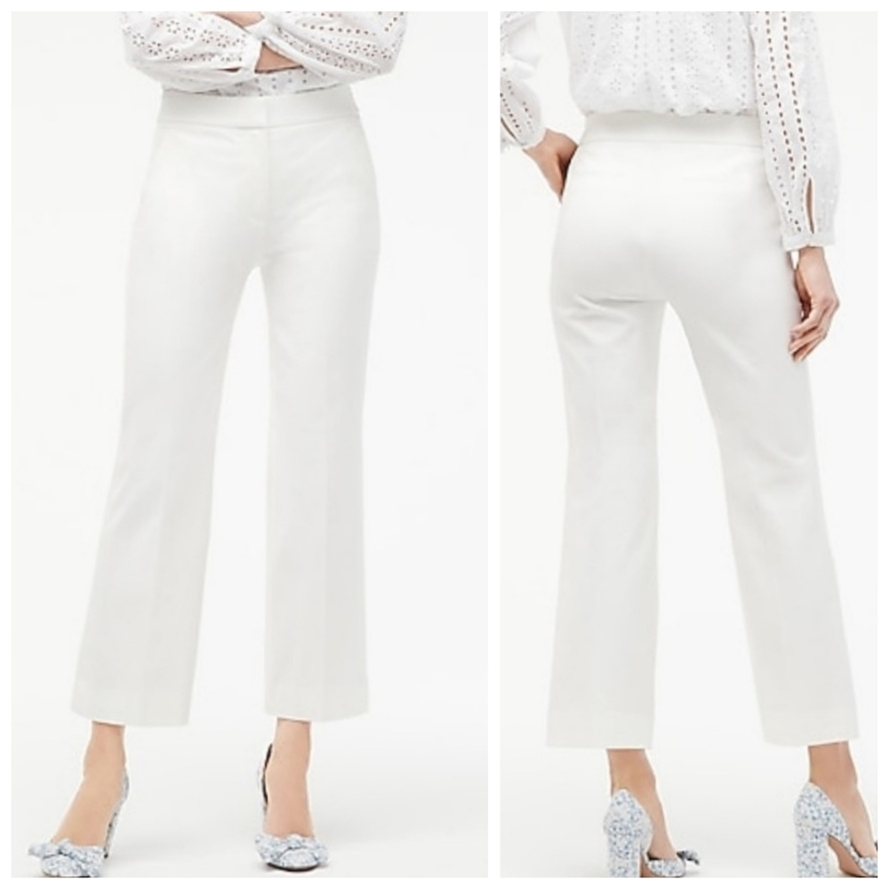 J. Crew Hayden Kickout Crop Pant in Bi-Stretch Cotton AJ420 in White Size 8